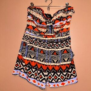 Bebe Tiger Princess Aztec Tribal Strapless Romper Womens Size 10 NWOT